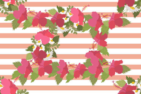 Floral  daisy hibiscus background vector illustration. Sprig background, floral greeting cardの写真素材