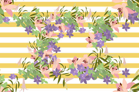 Floral lily arabis  background vector illustration. Sprig  background, floral greeting card