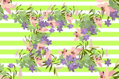 Floral lily arabis  background vector illustration. Sprig  background, floral greeting card