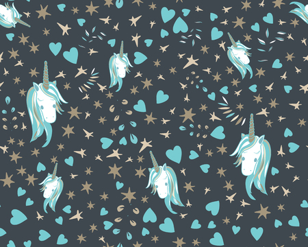 Unicorn Rainbow seamless pattern - girls scrapbook paper. Perfect for wrapping presents, scrapbook pages, cards, party decorations, book/journal cover, product design, apparel, planners, invitationsの写真素材