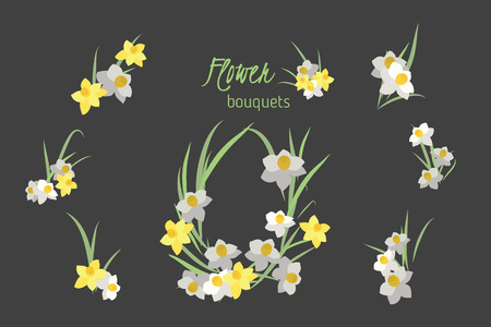 Floral narcissus retro vintage background, vector illustrationのイラスト素材