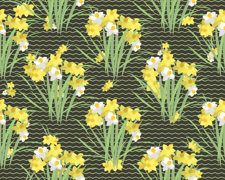 Floral narcissus retro vintage background, vector illustrationのイラスト素材