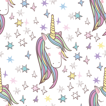 Unicorn Rainbow seamless pattern - girls scrapbook paper. Perfect for wrapping presents, scrapbook pages, cards, party decorations, book/journal cover, product design, apparel, planners, invitationsのイラスト素材