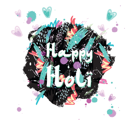 Abstract holiday background Happy Holi colors India. Vector stained watercolor splashes in pastel colors. Beautiful abstract texture fashion style 80 x Memphisのイラスト素材