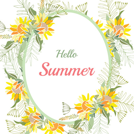 Summer flower composition with delicate light flowers. Vector illustration.のイラスト素材