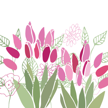 Summer flower composition with delicate light flowers. Vector illustration.のイラスト素材