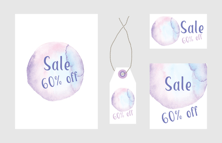 Art of watercolor stains of paint on watercolor paper. Grunge abstract vector backgroundのイラスト素材