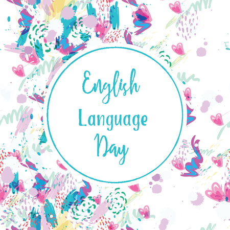 Greeting card of the English Language Day. Abstract backgroundのイラスト素材