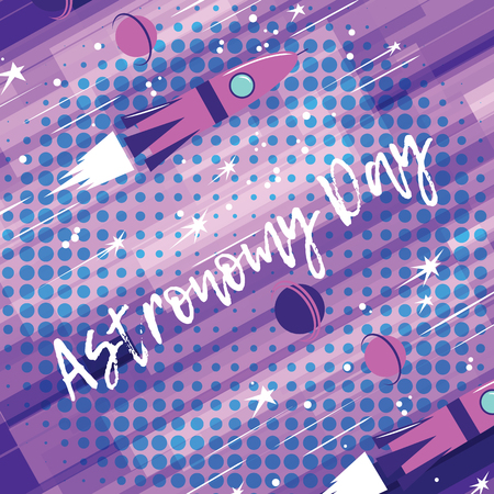 Astronomy day Greeting card for the holiday. Vector formatのイラスト素材