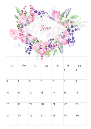 Vintage floral calendar 2018のイラスト素材