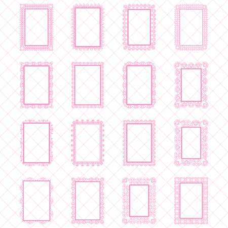 Elegant Lace Border Frames laser cut Picture Frames Art scrapbook - square pink lace frame and rectangle frames square and rectangleのイラスト素材