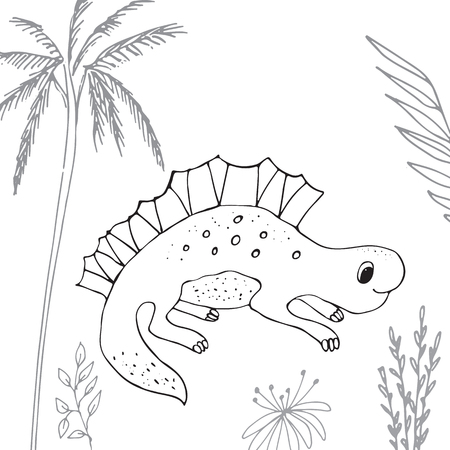 Stylized dinosaur of the middle to late Cretaceous periodのイラスト素材