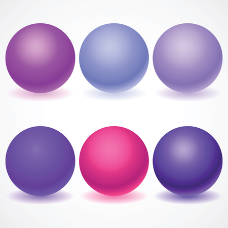 Set of multicolored spheres Balls, Pills, Capsules, Glass with shadows on a white backgroundのイラスト素材