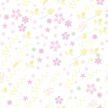 Vintage romantic trendy seamless pattern (tiling). Abstract flowers with soft colors for your designの写真素材