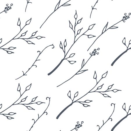 Hand Drawn Seamless Background With Floral Ornamentsのイラスト素材