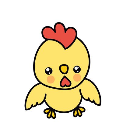 Chinese New Year kawaii zodiac animals clipart on a white background,Rooster, Chickenのイラスト素材