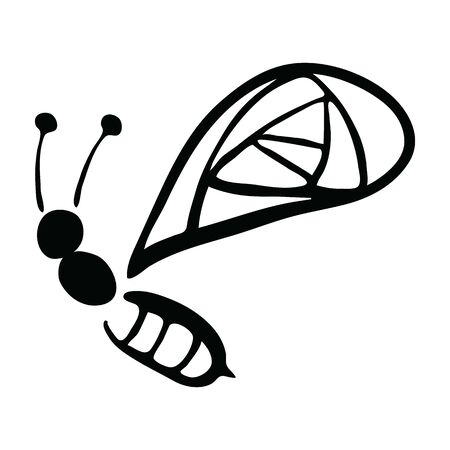 Vector Illustration Hand-drawn Silhouette Of A Bee.のイラスト素材