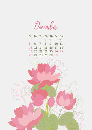 Flower Calendar 2021 with bouquets of flowersのイラスト素材