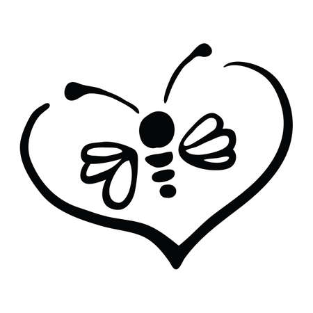 Vector Illustration Hand-drawn Silhouette Of A Bee.のイラスト素材