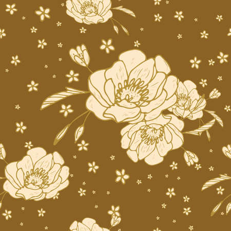 Hand Drawn Seamless Background With Floral Ornamentsのイラスト素材