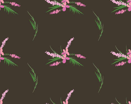 Seamless pattern of lavender flowers on a white backgroundのイラスト素材