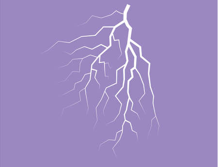 Silhouette Of A Thunder Lightning On A Lilac Backgroundのイラスト素材