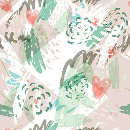Military camouflage texture with trees, branches, grass and watercolor stains. Vector illustration....