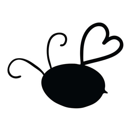 Vector Illustration Hand-drawn Silhouette Of A Bee.のイラスト素材