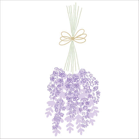Fresh cut fragrant lavender plant flowers bunch and single 2 realistic icons set isolated vector illustrationのイラスト素材