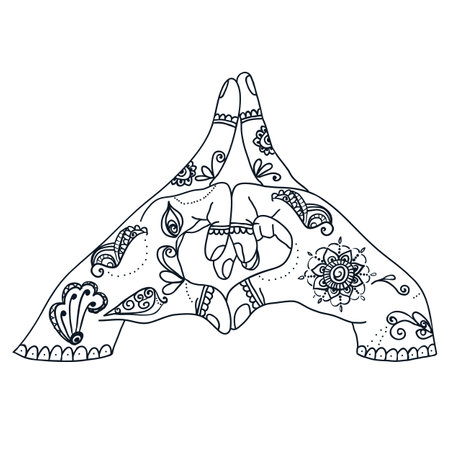 Kalesvara mudra yoga gesture women hands isolated backgroundのイラスト素材