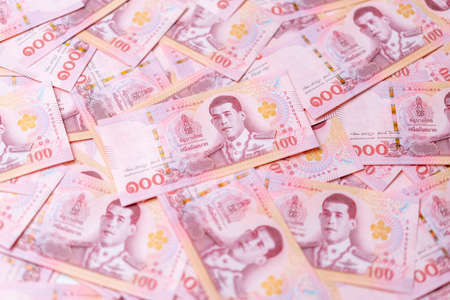Banknotes of the Thailand 100 Baht (new design issued in 2018)の写真素材