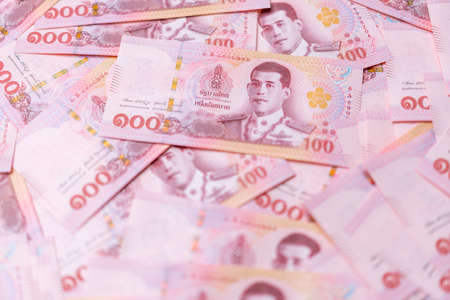 Banknotes of the Thailand 100 Baht (new design issued in 2018)の写真素材