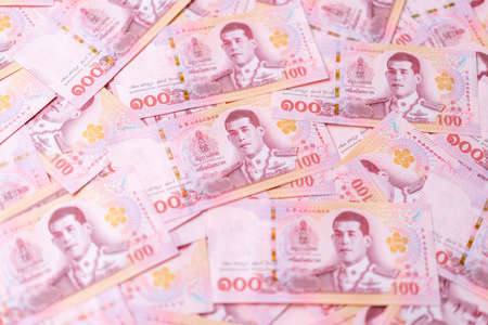 Banknotes of the Thailand 100 Baht (new design issued in 2018)の写真素材