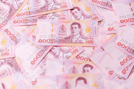 Banknotes of the Thailand 100 Baht (new design issued in 2018)の写真素材
