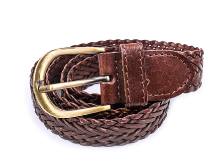 Brown belt isolated on white backgroundの写真素材