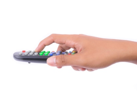 hand pressing remote control