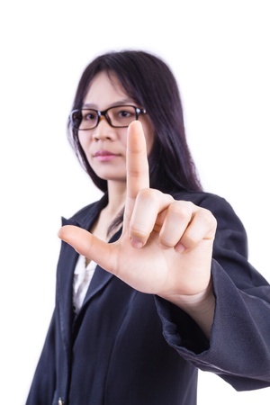 Business  Asian girl  touch isolated soloの写真素材