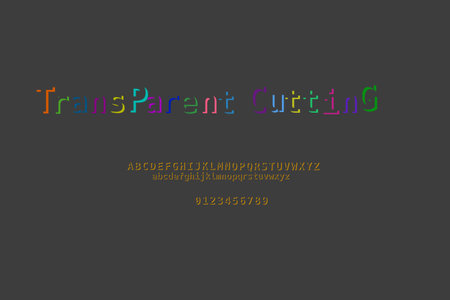 modern transparent alphabet fonts. digital fashion future creative, font design,  letters and numbers vector illustrationのイラスト素材