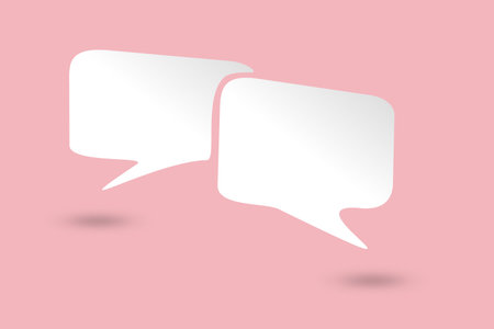 white speech bubbles on pink background. message box outline cartoon vector illustration design....
