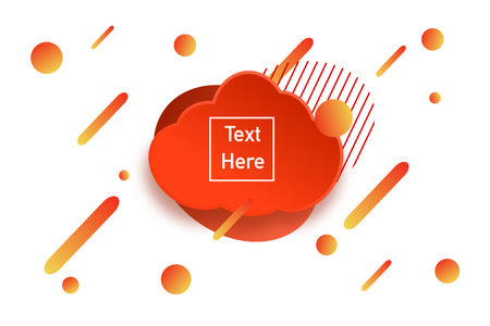 red paper card and abstract gradient color shapes. Trendy  lines and circles wallpaper in a modern material design styleのイラスト素材