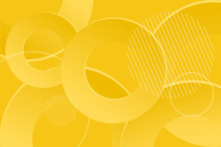 Minimal geometric 3D abstract background. circle paper cut style. Yellow elements with gradient color.  design for banner, web, header, cover, billboard, brochure, social media, landing pageのイラスト素材
