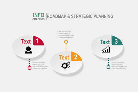 Infographic template for business plan ,strategy, roadmap. 3 Steps Modern Timeline diagram with graphs and business icon, presentation vector infographicsのイラスト素材