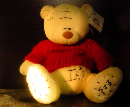 A bear doll with a red sweaterのeditorial素材