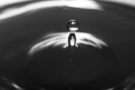 Macro water drop on a black background and circles on it