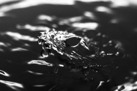 Water on a black background, circles from the dropの写真素材