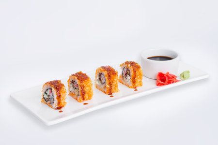 Japanese Cuisine - Sushi with eel and crab sticksの写真素材