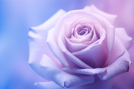 Floral background with beautiful purple rose on light violet background. Love concept. Flower for Valentine, woman, mothers day, birthday or weeding. Design for greeting cardの素材