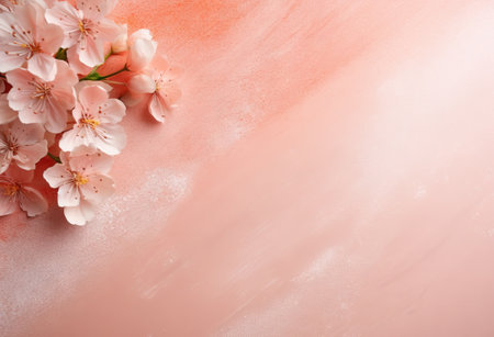 Flowers on light pink background. Greeting card, banner, poster for wedding, mothers or women's dayの素材