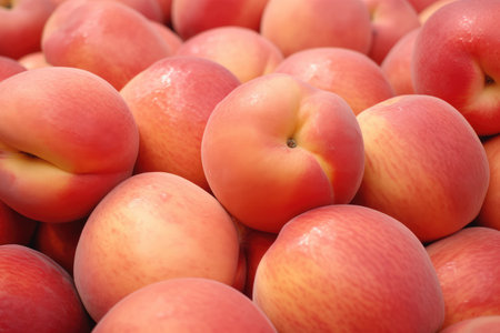 Fresh apricot or peach fruits. Creative food background. Vegan, vegetarian conceptの素材