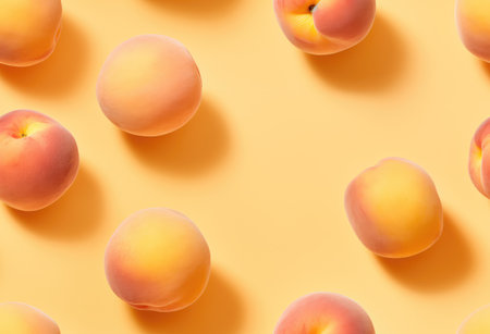 Fresh apricot or peach fruits. Creative food background. Vegan, vegetarian conceptの素材